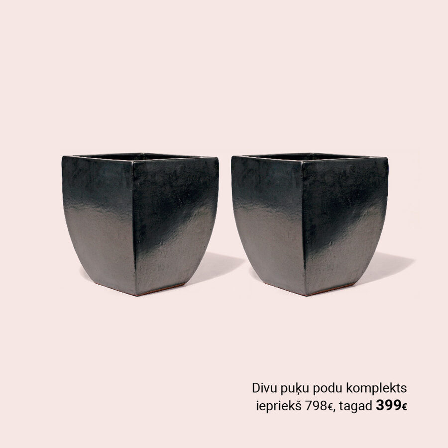 Vaso Grpahit divu kantainas formas keramikas puķu podu komplekts - izmērs L D51x51H60 