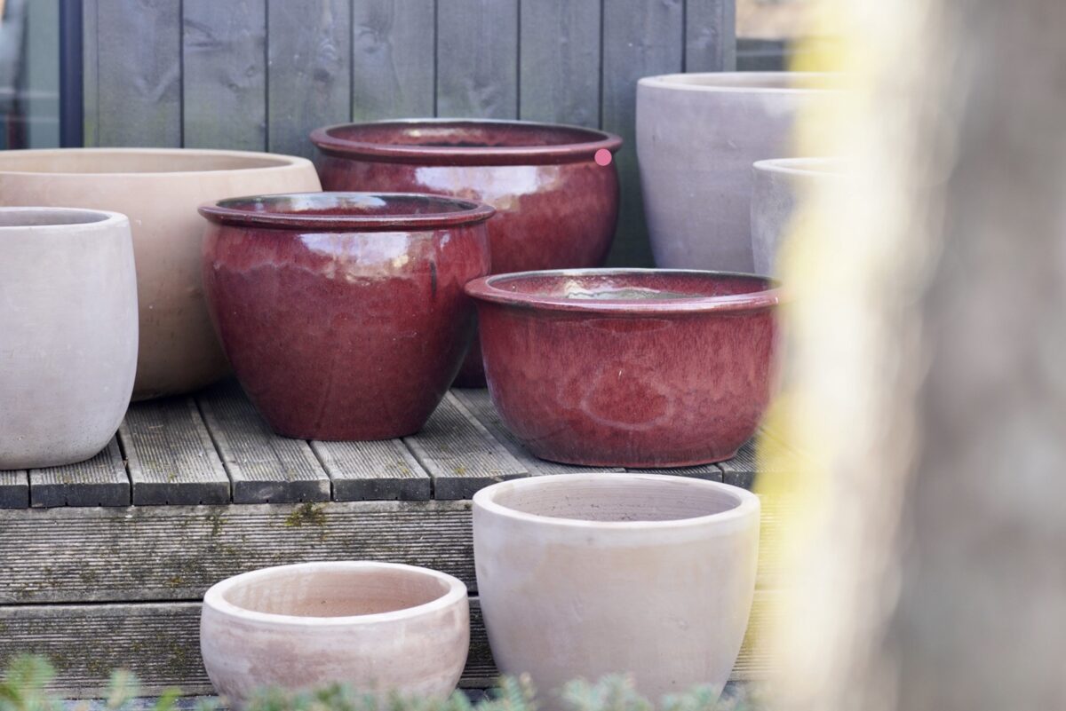 Provence glazed apaļš keramikas puķu pods - izmērs L D50H40