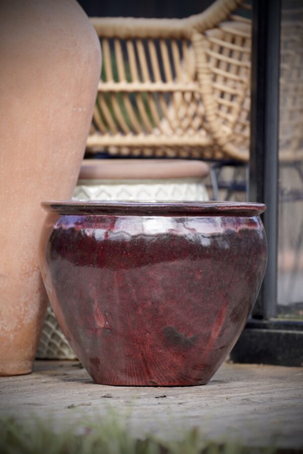 Provence glazed apaļš keramikas puķu pods - izmērs M D40H32