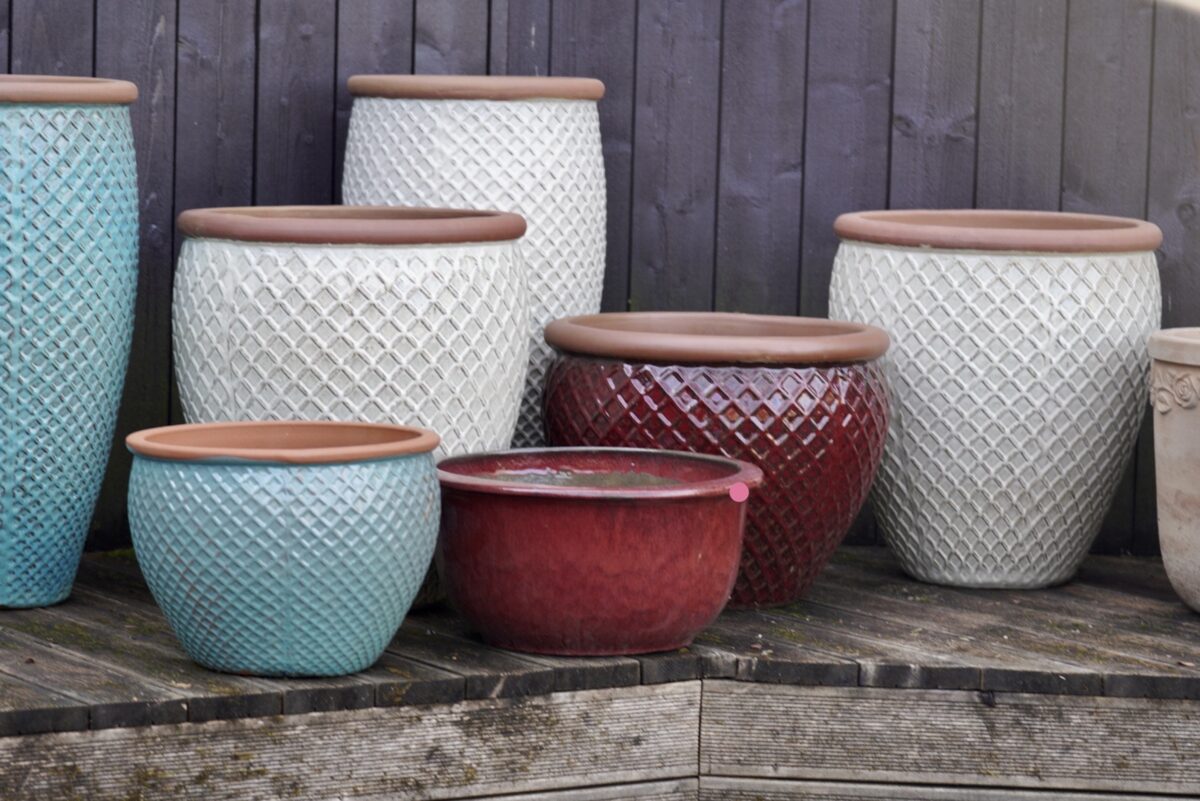 Provence glazed zemais keramikas puķu pods - izmērs D45H23