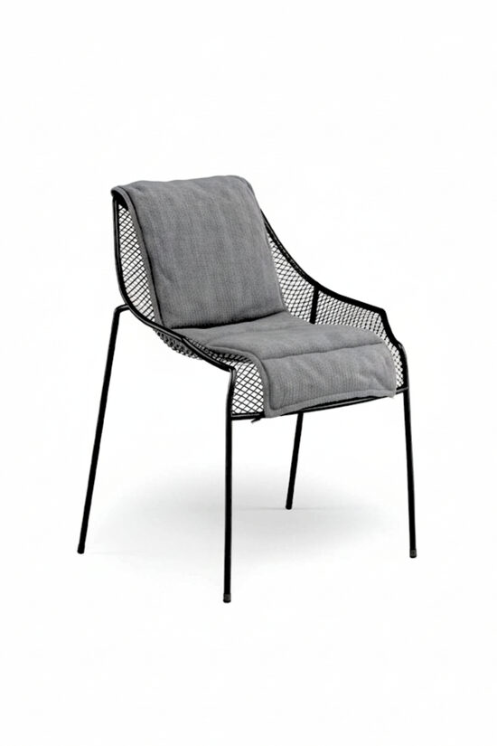 Divas pelēkas sēdītes ēdamgalda krēsliem 'Rasas tīkls' bez roku balstiem