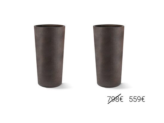 2 vāzes formas puķu podu komplekts no Dark Rust sērijas